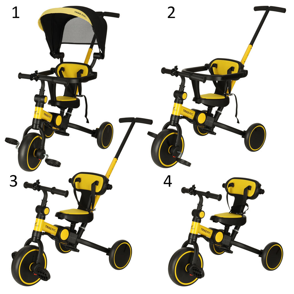 Dětská tříkolka TRIKE FIX V4 se stříškou žlutá černá (3)